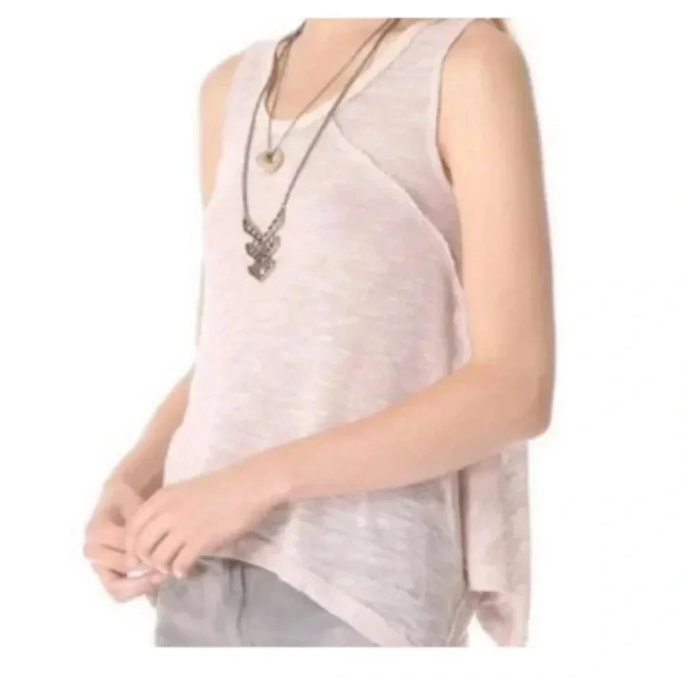 Free People WTF knit sweater tank top cream handkerchief raw hem Size XS